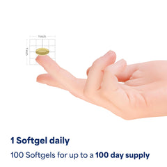 Puritan's Pride Vitamin E softgel capsule closeup showcasing D-Alpha Tocopheryl.