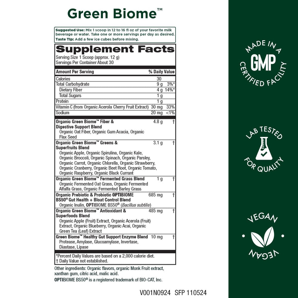 Purity Green Biome apple flavor powder swirl ready to mix