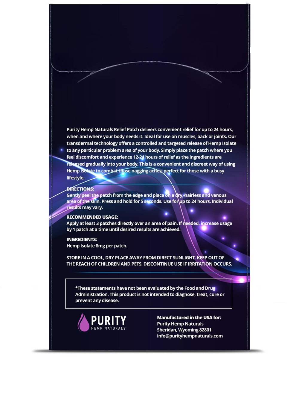 Purity Hemp Naturals patch on arm provides targeted relief without pills.