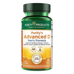 Purity Products Advanced D Men’s Formula bottle for daily bone and muscle health.