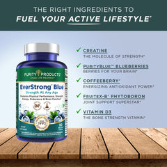 EverStrong Blue tablets neatly arranged, highlighting convenient daily supplementation.