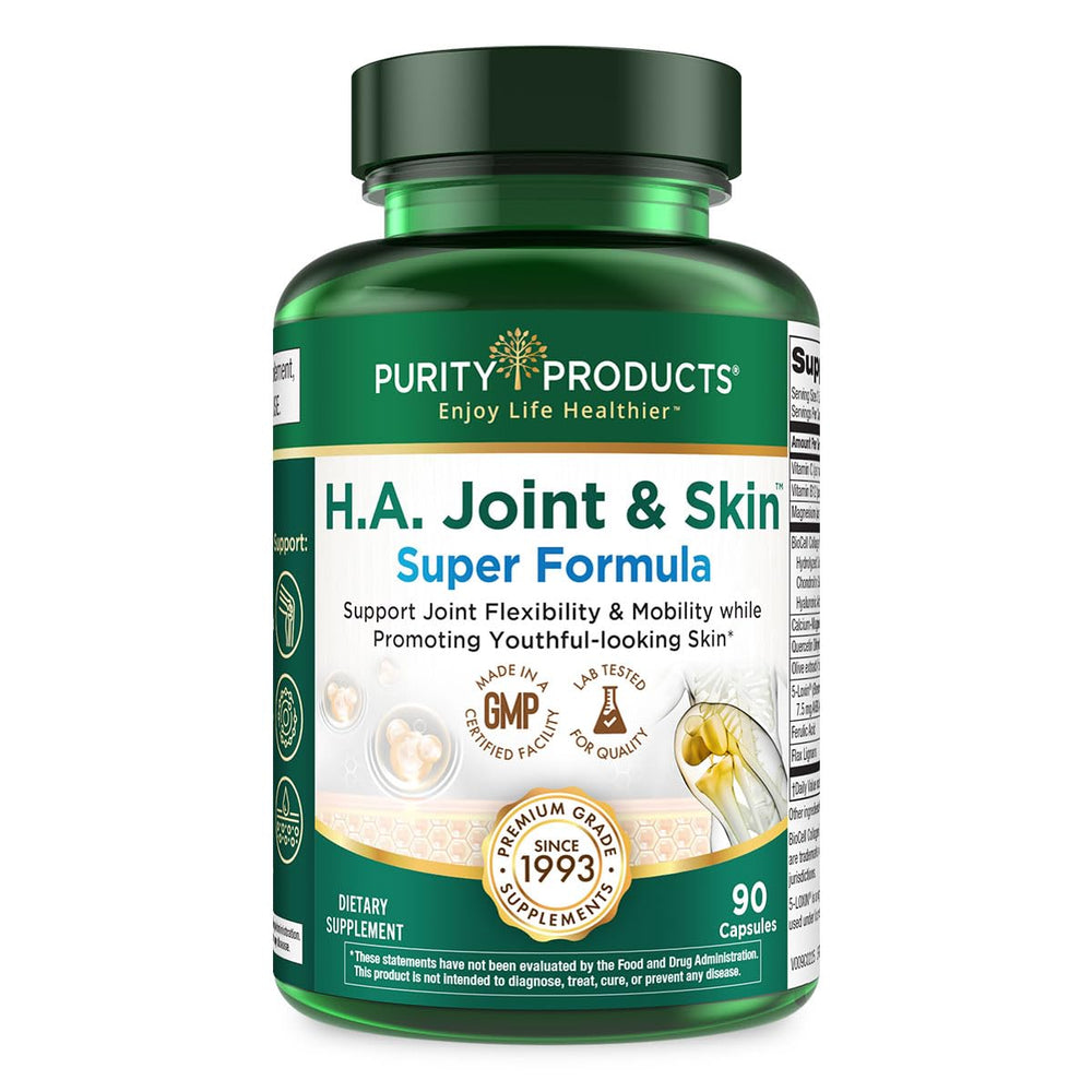 Purity Products H.A. Joint bottle closeup for joint comfort and mobility.