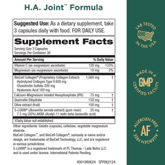 Purity Products HA Joint Formula capsules; convenient daily dose for mobility.