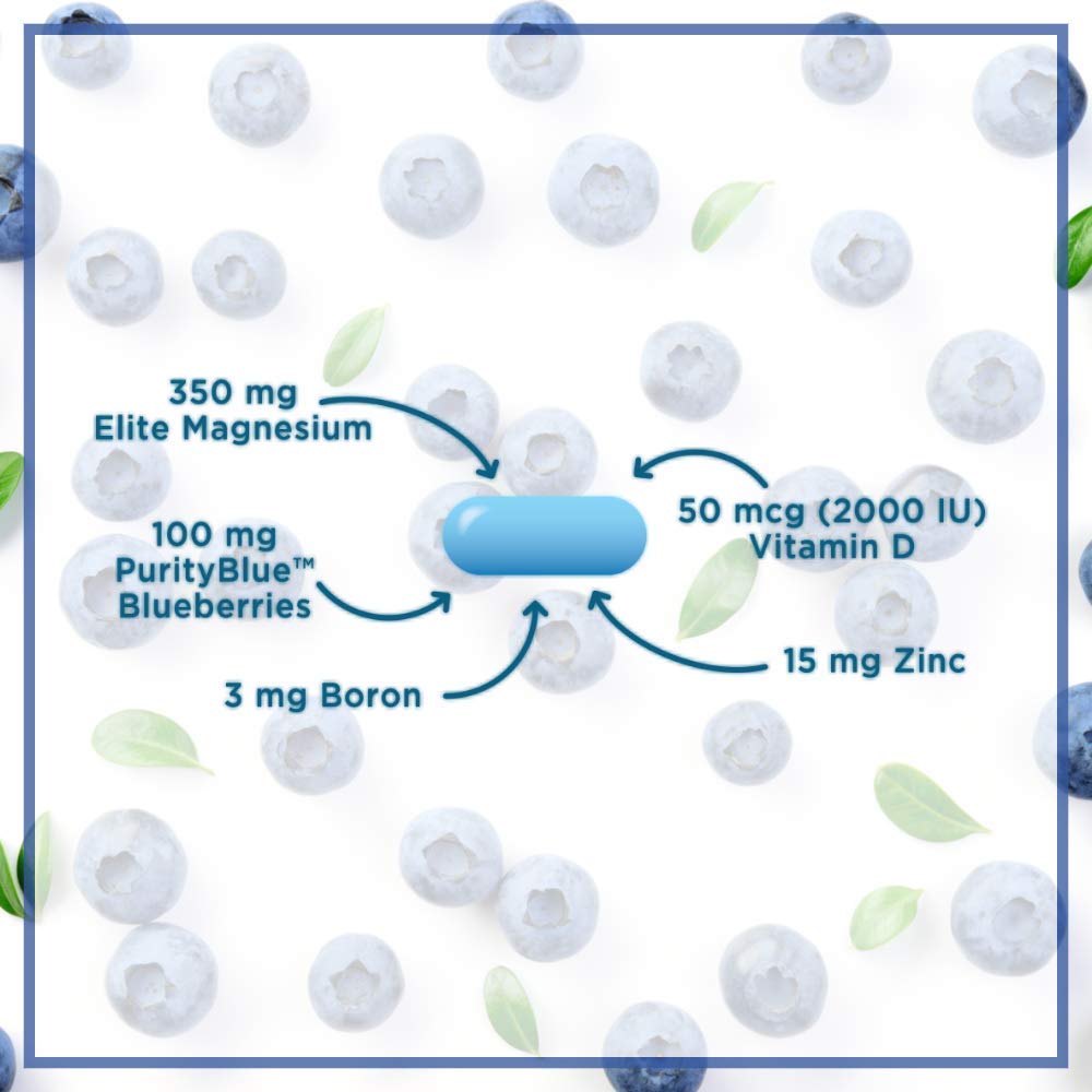 Pouring MagBlue capsules suggesting easy daily dose and slip-free finish