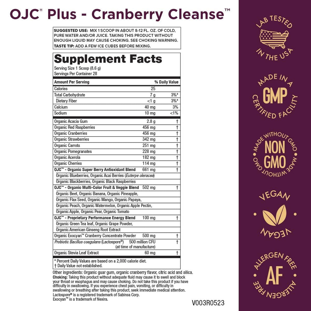 Purity Products OJC Plus Cranberry Cleanse scoop in cup ready for a nutrient-rich daily drink
