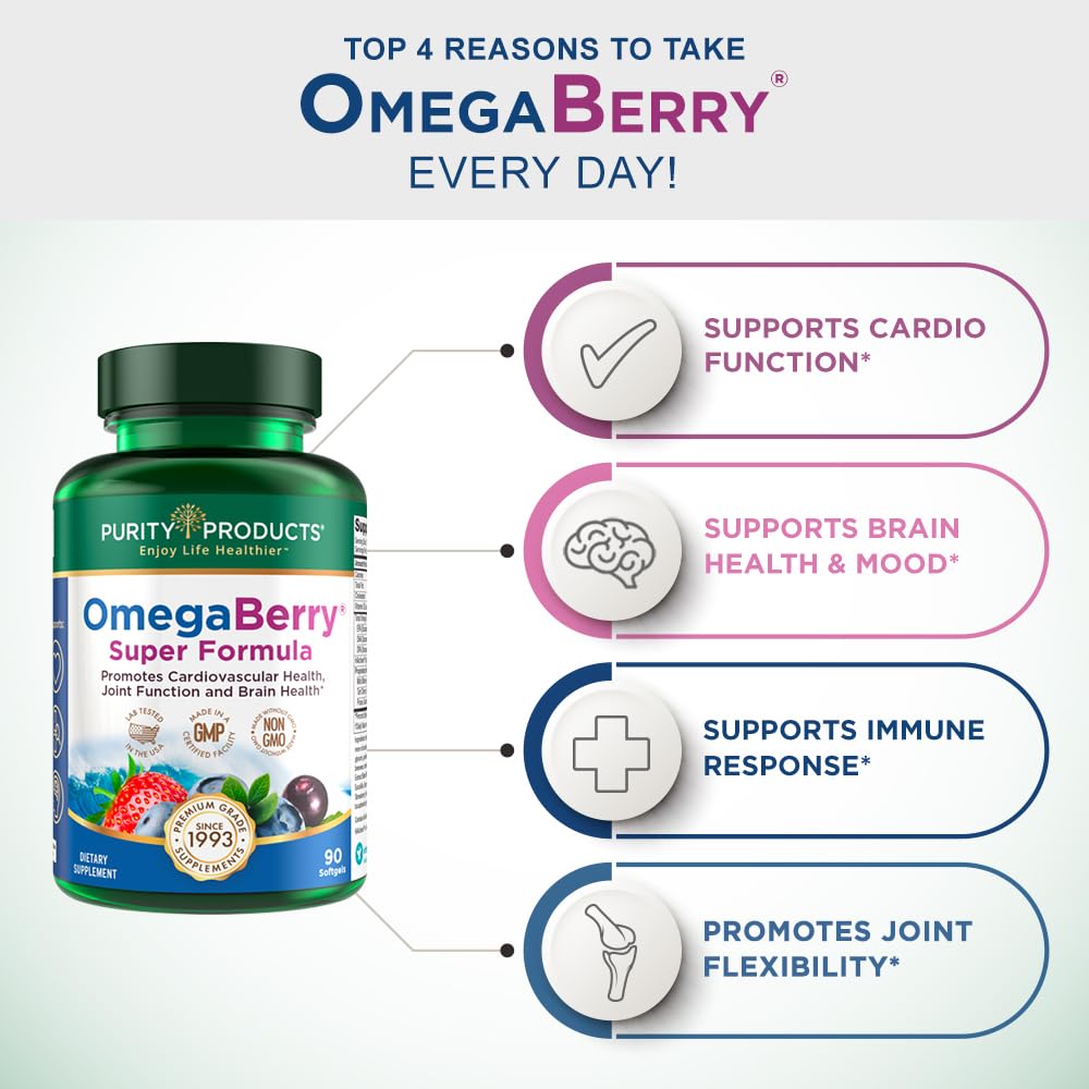 Berry blend featuring acai and pomegranate for antioxidant richness.