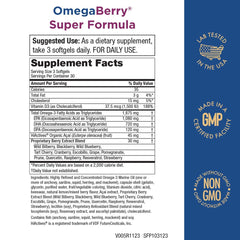 OmegaBerry softgels close-up with berry flavor for daily use.