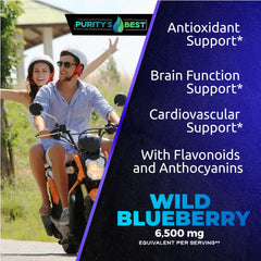 Pour shot of Purity's Best Wild Blueberry Extract demonstrating serving flexibility for antioxidant intake.