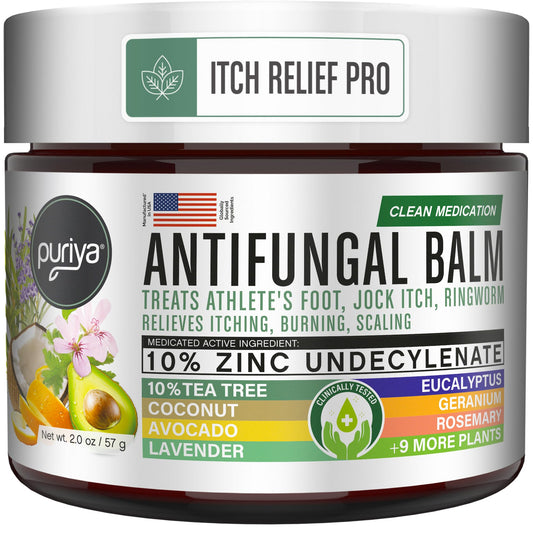 Puriya antifungal cream tube highlighting 10 percent zinc undecylenate for targeted care.