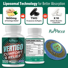 Purpacea inner ear formula ingredients label highlights ginger and minerals for balanced daily wellness
