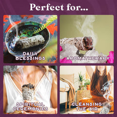 Purple Canyon Sage smudge sticks kit features included guide for smudging.