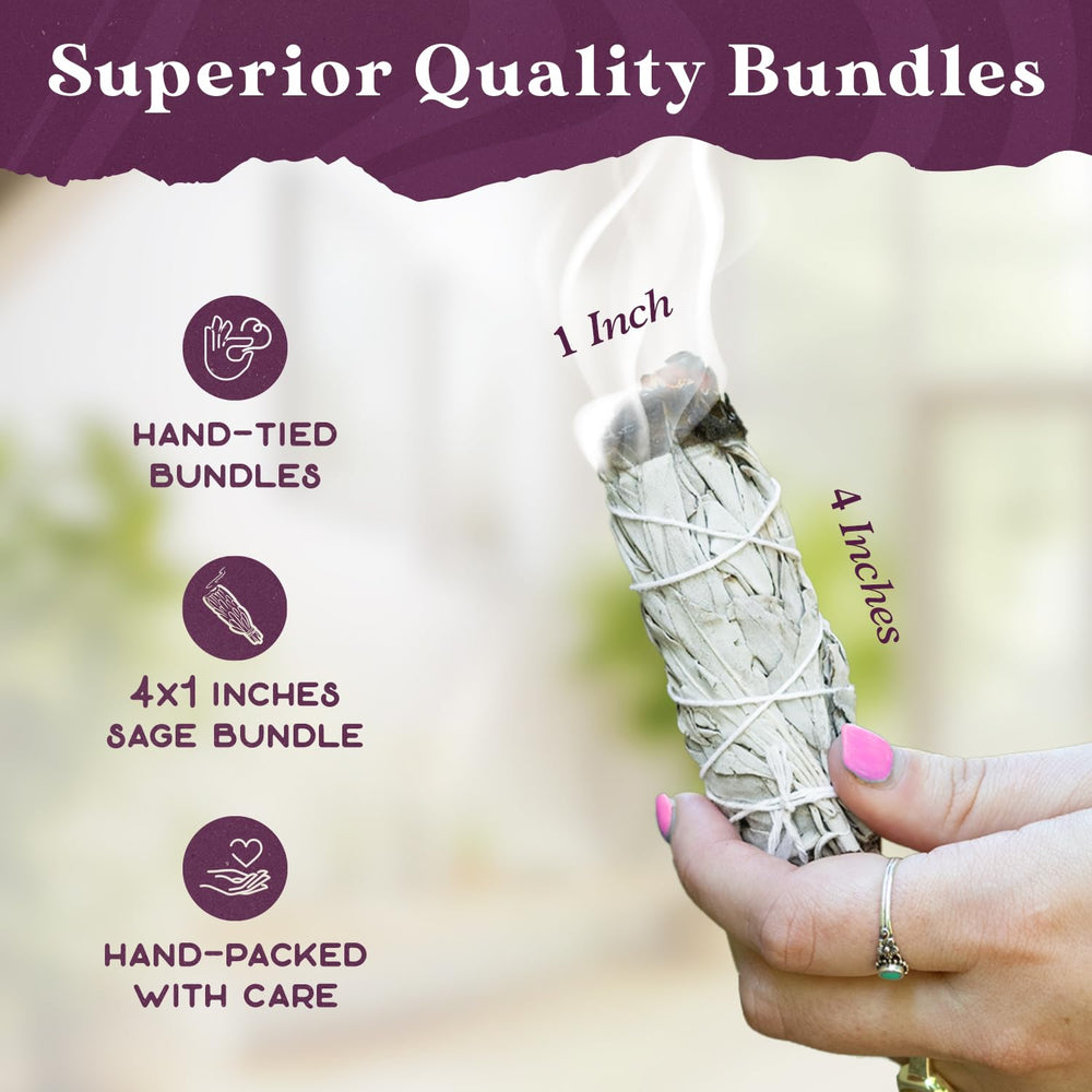 Purple Canyon Sage smudge sticks hand-wrapped cotton string for cleansing.
