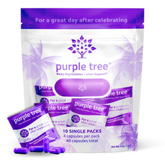 Purple Tree Post-Celebration bottle aids post-night-out hydration and daily balance