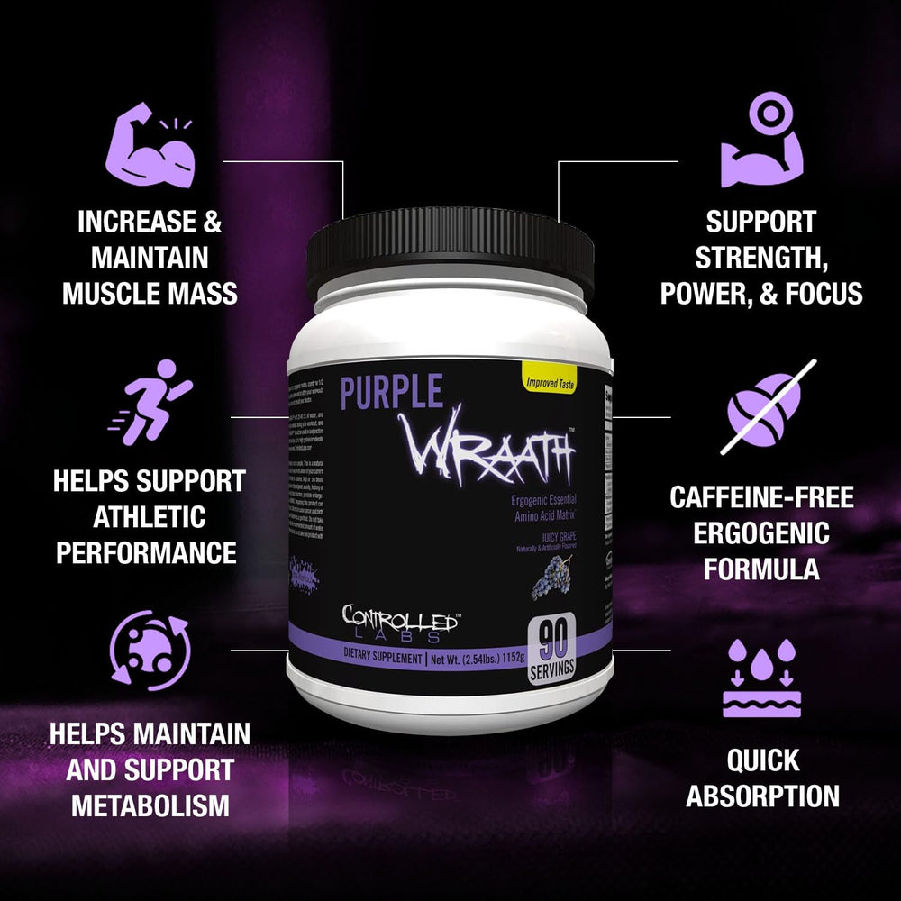 Pouring Purple Wraath juicy grape powder before training.