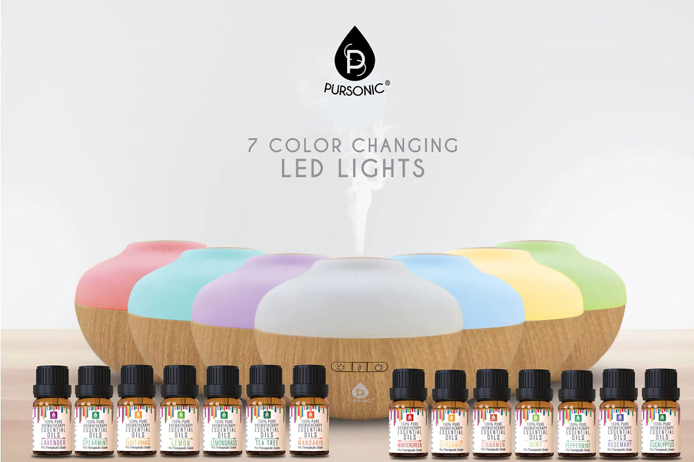 Pursonic diffuser with 7-color LED ambient lights.