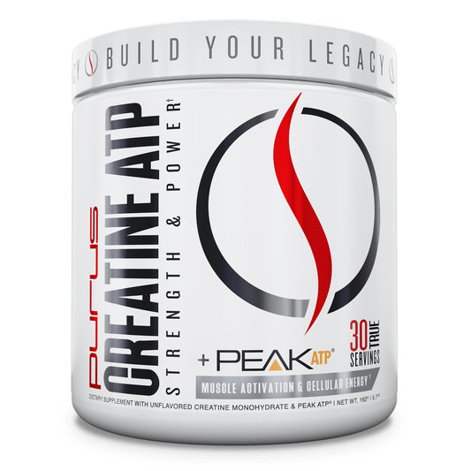 Purus Labs Creatine ATP bottle showing unflavored formula for boosted workout energy