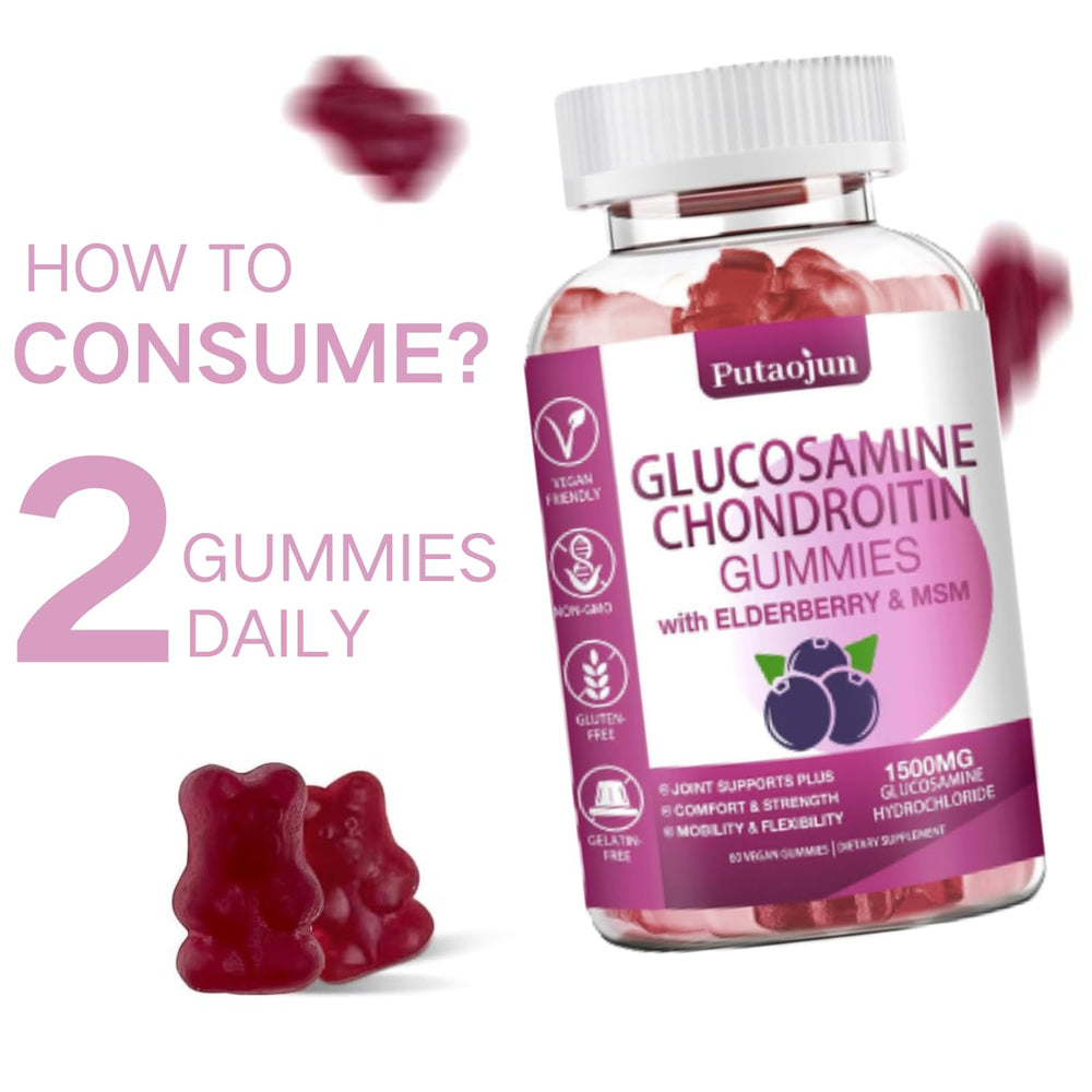 Putaojun glucosamine chondroitin gummies closeup shows chewy texture for easy intake