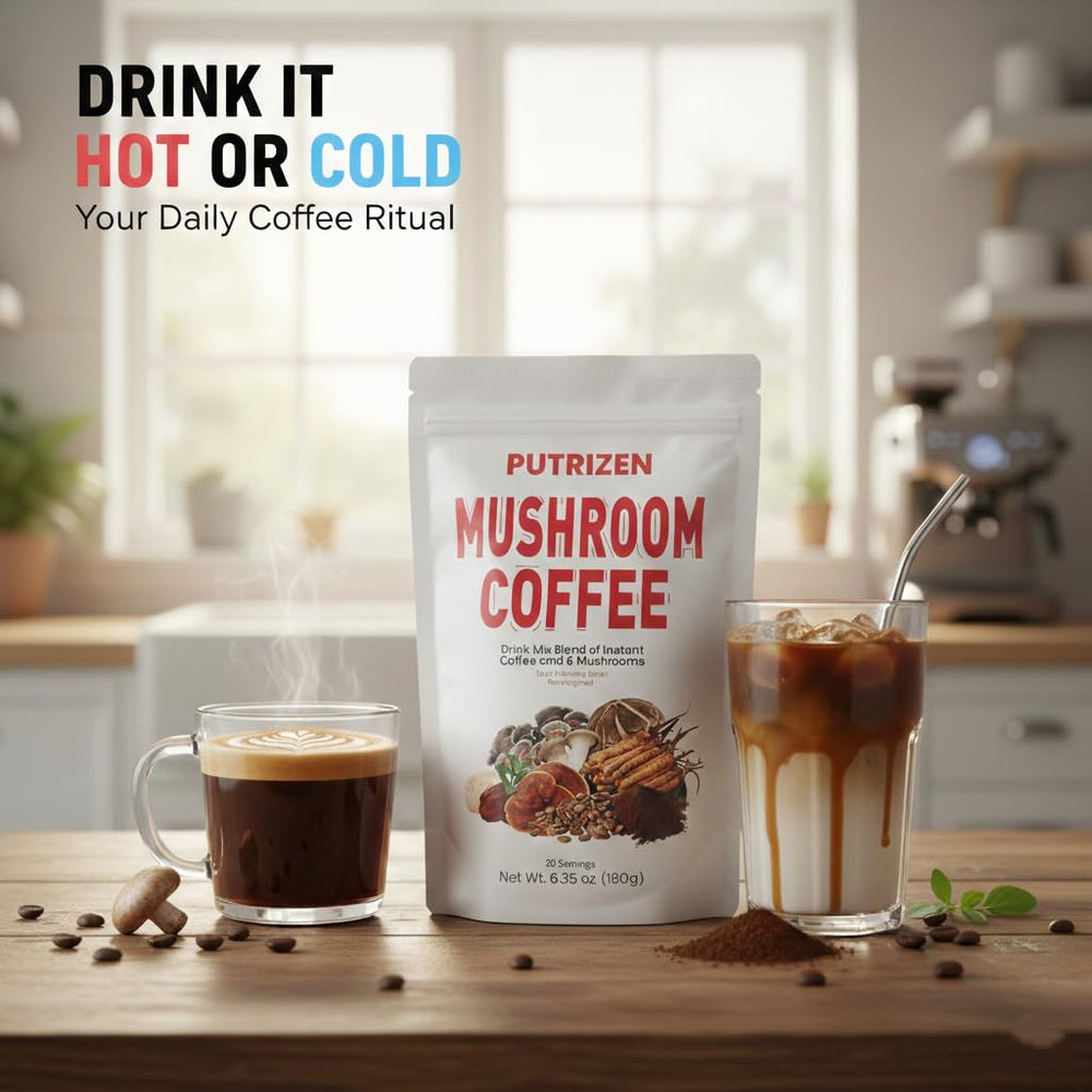 PUTRIZEN HerbalWell ingredients label emphasizes 2500mg mushroom blend.