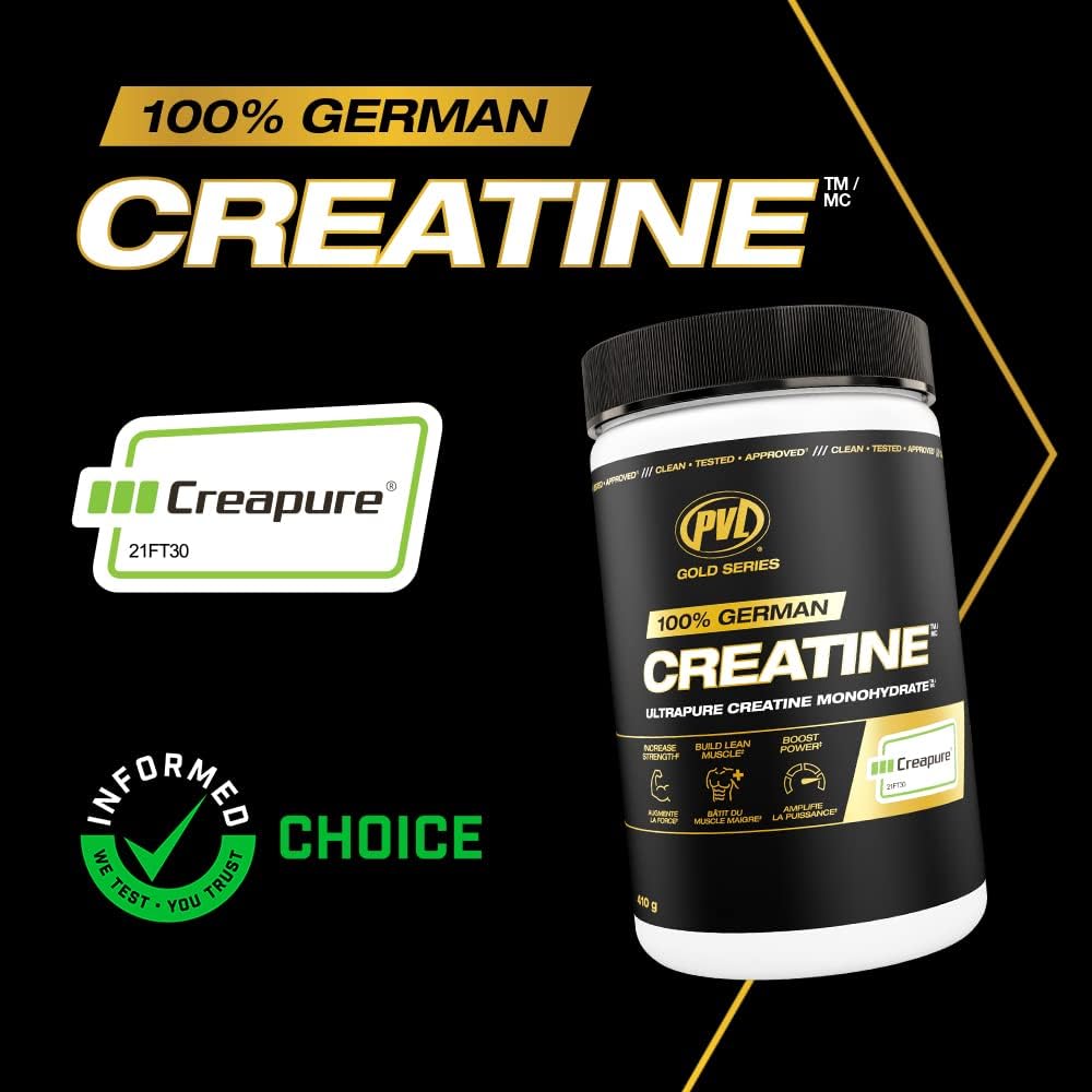 PVL Creapure Creatine packaging front signals premium, pharmaceutical-grade quality