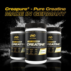 PVL Creapure Creatine scoop beside the container ready to mix for training