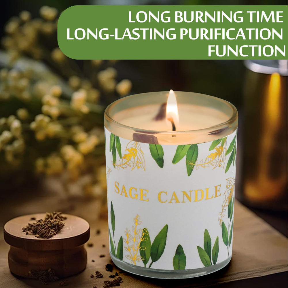 PVUELE Sage Candle Pack 6 wick closeup shows lead-free cotton wick.