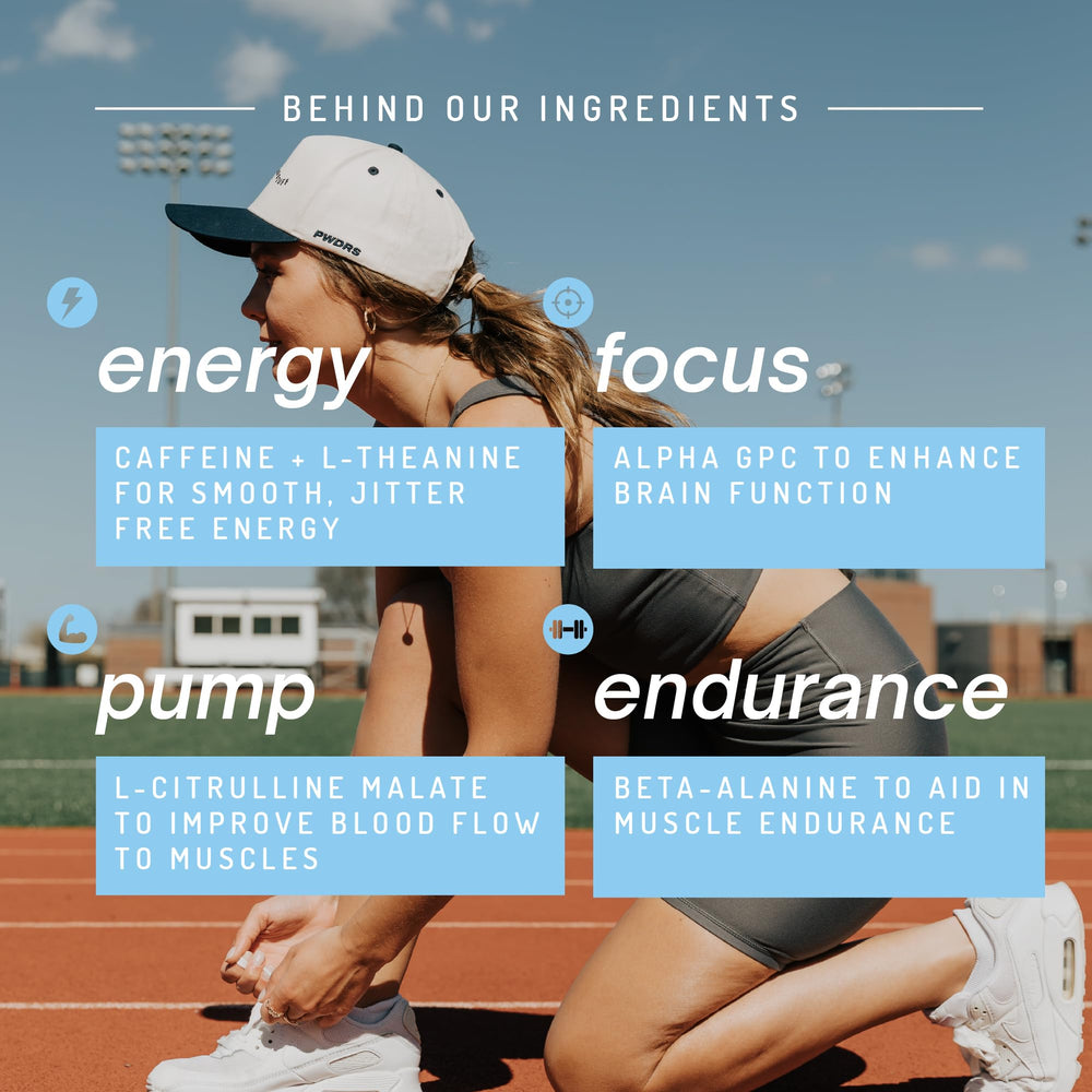 PWDRS scoop with powder for quick, lasting endurance