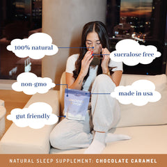 PWDRS Snooze ingredients panel highlights chamomile and magnesium for rest.