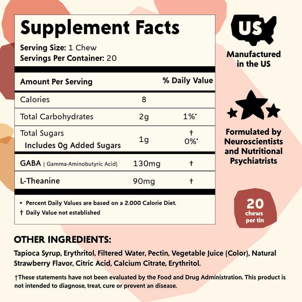 PYM Berry Mood Chews gummy texture highlighting natural strawberry flavor and calming potential