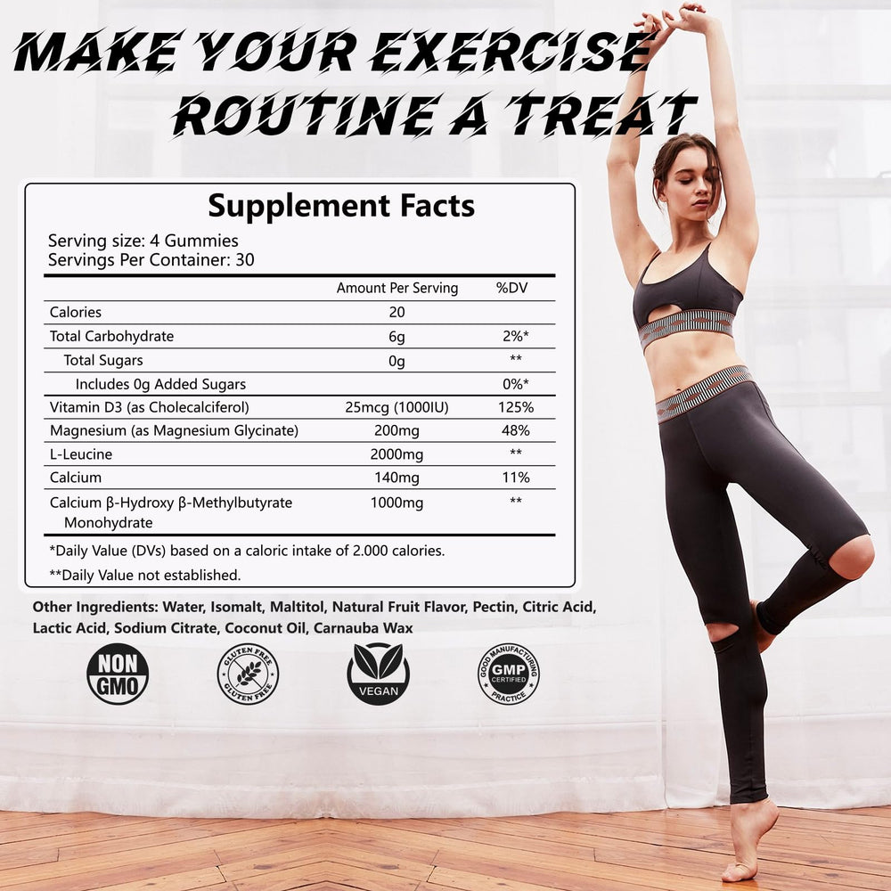 PYUNAFIT HMB Leucine Gummies bottle showcases vegan, sugar-free nutrition on the go