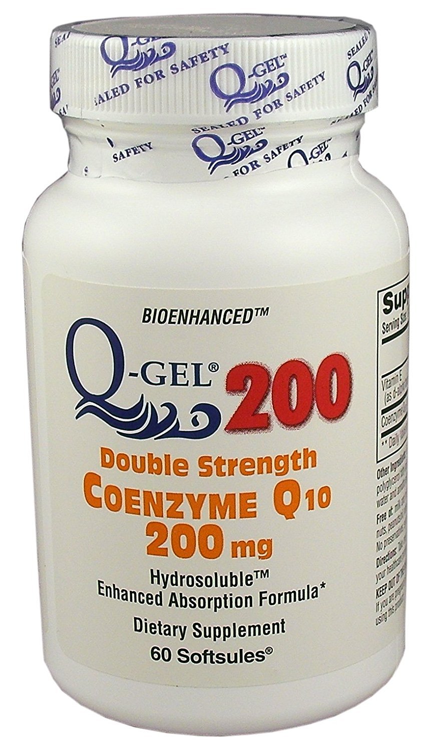 Q-Gel 200mg CoQ10 softgel capsule with enhanced absorption for daily use