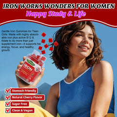 Q'ankyaq iron gummies zinc immune support close-up.