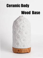 QCYBDGLOV Sunflower ceramic diffuser close-up highlighting sunflower motif and craftsmanship.