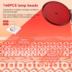 QRQ infrared light panel with dimming and timer features.