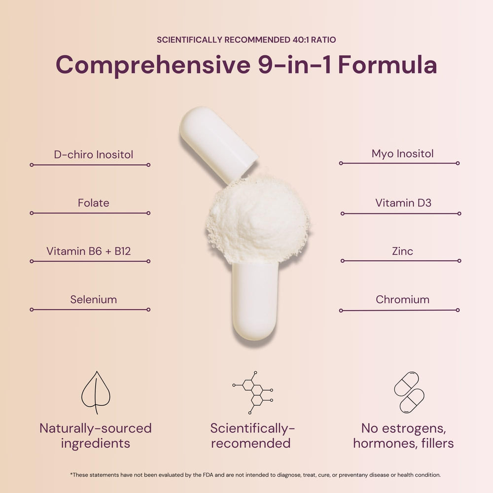 QSTA bottle label close-up highlights 9-in-1 formula for women's health.