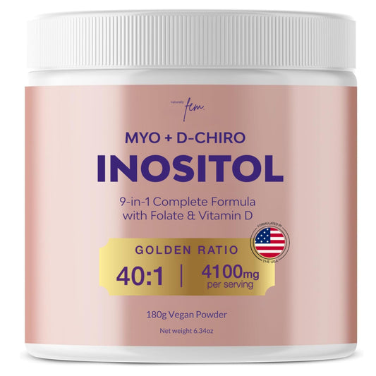 QSTA Myo-Inositol and D-Chiro Inositol bottle front for hormonal balance support.