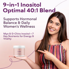 QSTA Myo-Inositol and D-Chiro Inositol label closeup highlighting 40:1 ratio.