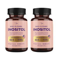 QSTA Premium Inositol Bundle bottle shows 4100mg dose and 40:1 ratio for balance.