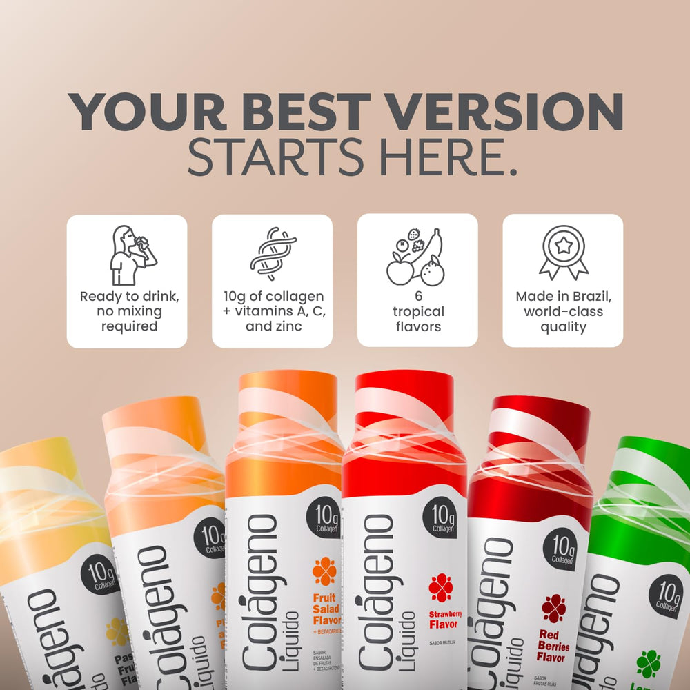 Qualinova collagen shot emphasizes 10g dose and convenient on-the-go use
