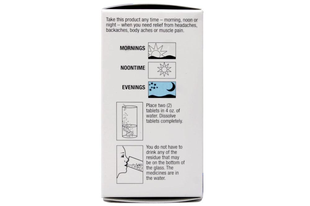 Quality Choice water being poured before adding tablets for relief.
