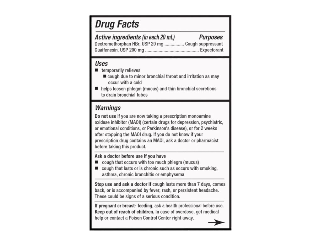 Quality Choice Tussin DM bottle pour for easy dosing at home