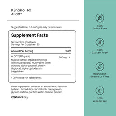 Close-up of Quality of Life AHCC Rx softgels for daily immune support.