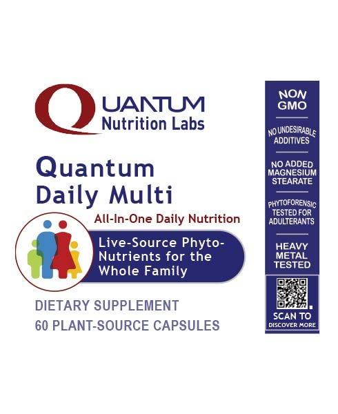 Quantum Nutrition Daily Multivitamin box packaging highlights plant-based formula