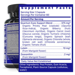 Quantum Nutrition Eye Support capsules closeup highlights lutein and zeaxanthin for macular health.