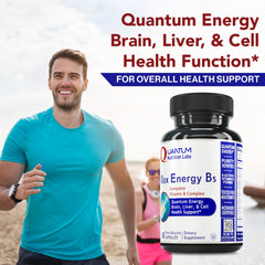 Quantum Nutrition Labs Max Energy Bs bottle side label showing nine active B vitamins