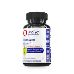 Quantum Nutrition Vitamin C bottle front view featuring organic whole-food formula for immune support