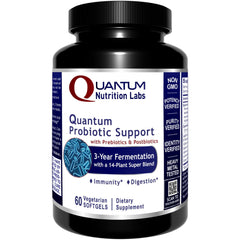 Quantum Nutrition Probiotic Support bottle front promotes gut balance and overall wellness.