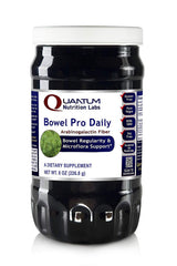 Quantum Nutrition QNL Bowel Pro Daily powder bottle on kitchen counter for daily digestive support