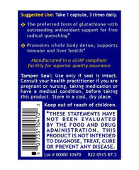 Quantum Nutrition QNL Glutathione packaging emphasizes plant-source capsules.