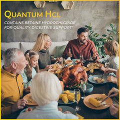 Close-up of QNL Quantum HCL capsules emphasizes absorption support and easy dosing.
