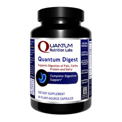 Quantum Nutrition Quantum Digest bottle with vegan enzyme blend for daily gut support.